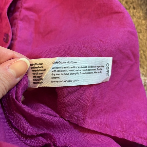 Eileen Fisher Organic Handkerchief Linen Classic Collar Shirt Magenta Women’s XL - Picture 10 of 10